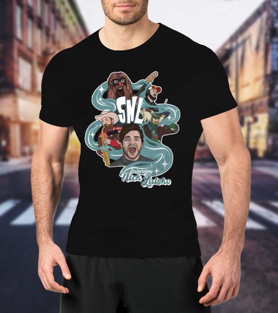 Nick Lutsko SNL Saturday Characters With Guitar And Microphone T-Shirt