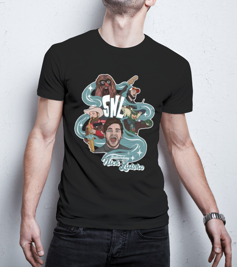 Nick Lutsko SNL Saturday Characters With Guitar And Microphone T-Shirt