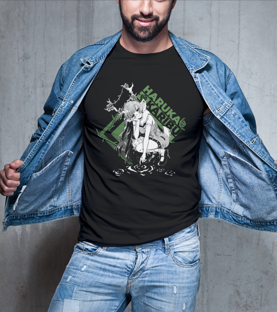 HARUKA KARIBU Manga Style Girl With Deer Antlers And Roses T-Shirt