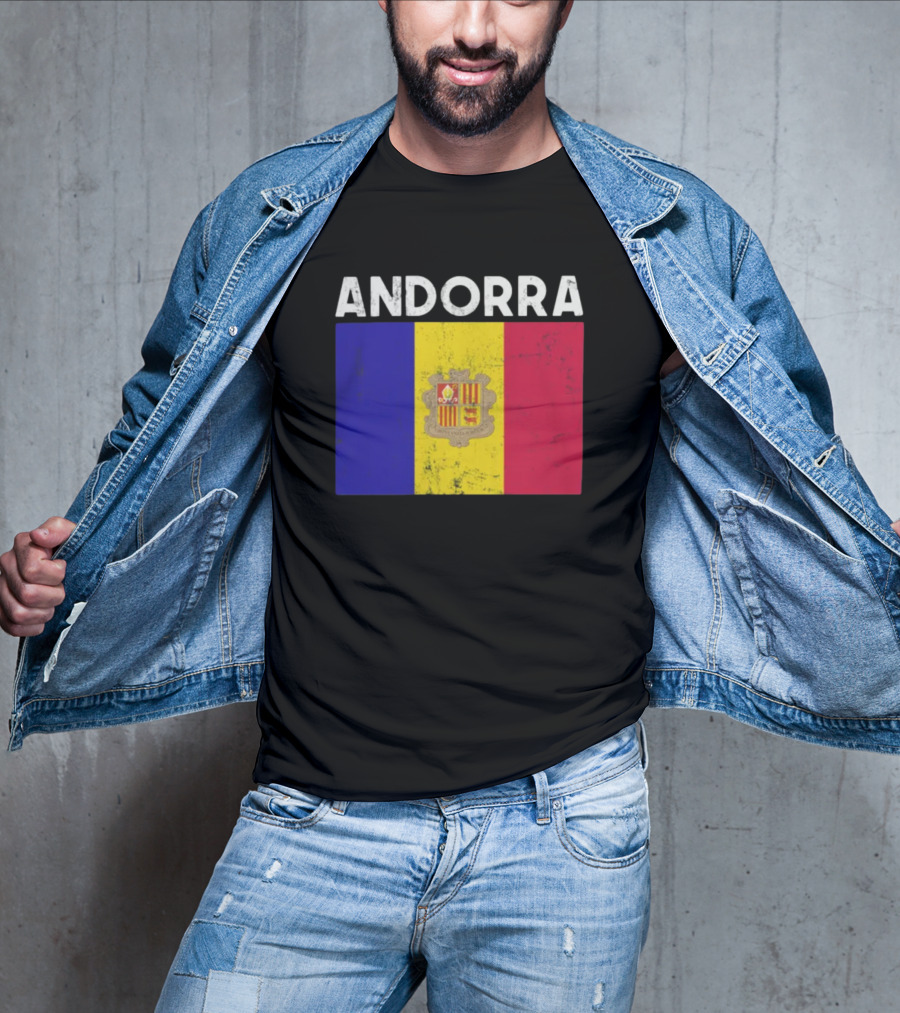 ANDORRA Flag Andorra4032 Iconic Symbol Emblem T-Shirt