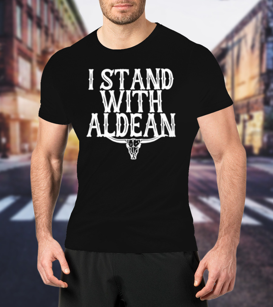 I Stand With Aldean Irishpeachbackup Longhorn Skull T-Shirt