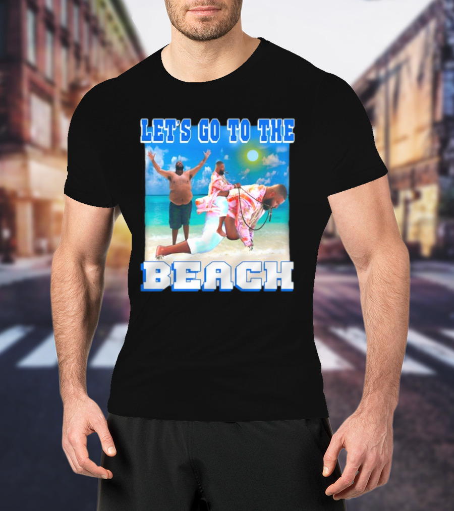 Let's Go To The Beach Dj Khaled Beach Scene With Floating And Joyful Pose T-Shirt