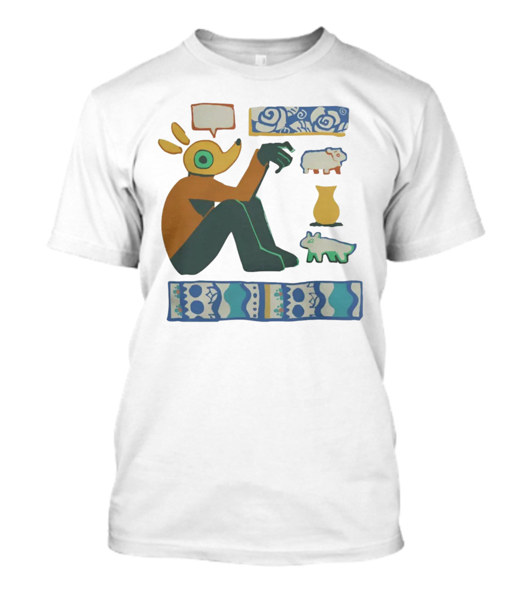 Trickleyt Homunculus Deer Character With Floral And Sheep T-Shirt