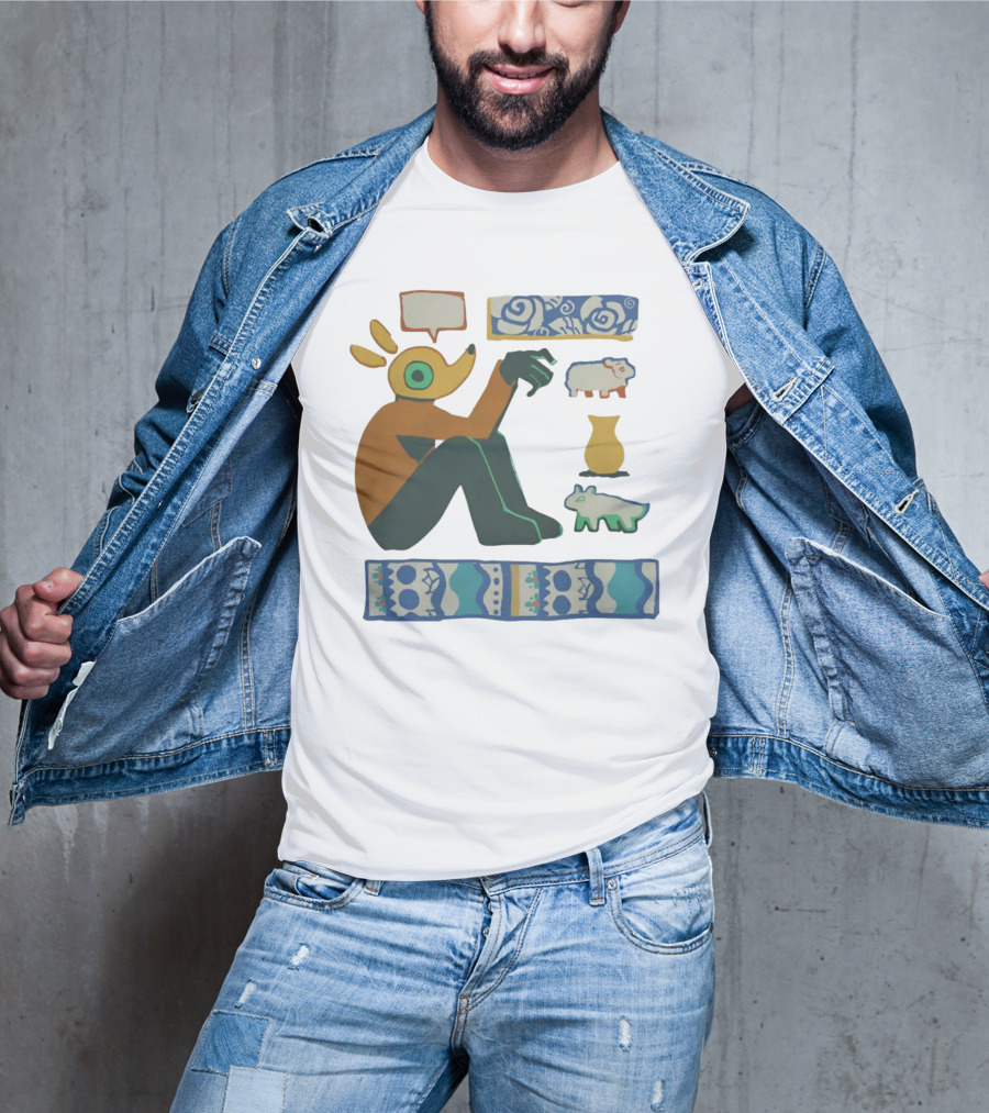 Trickleyt Homunculus Deer Character With Floral And Sheep T-Shirt