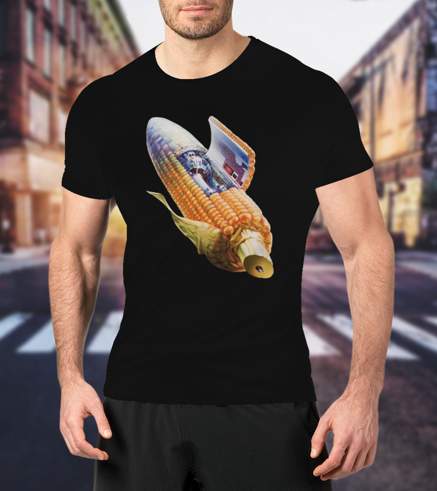 70s Sci-Fi Corn Grass Spacecraft Hybrid T-Shirt