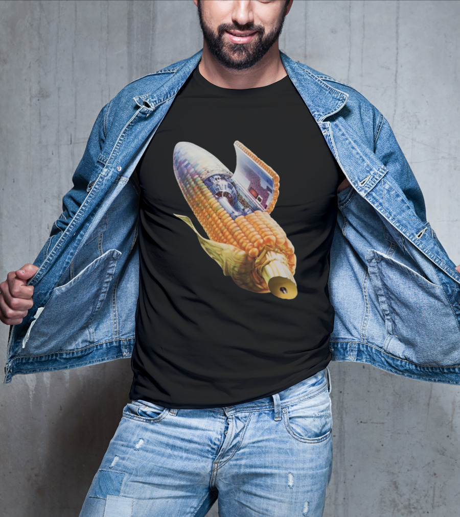 70s Sci-Fi Corn Grass Spacecraft Hybrid T-Shirt