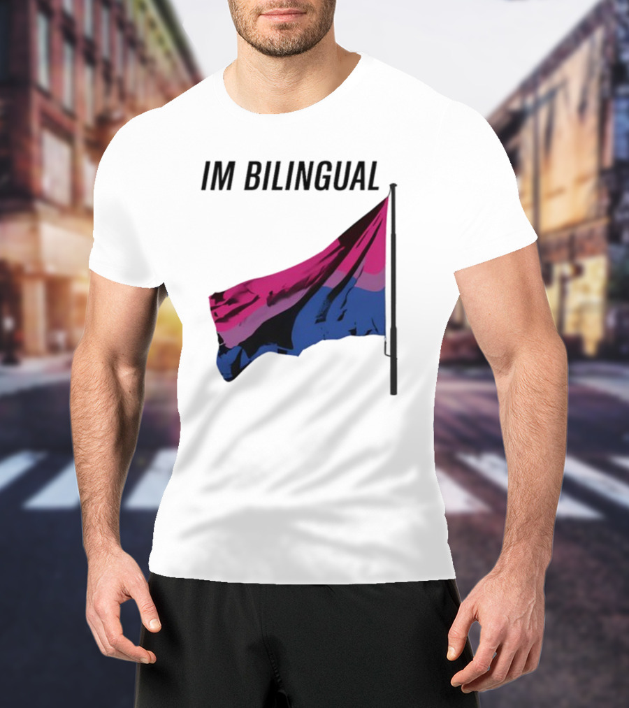 IM Bilingual Flag With Pink Purple And Blue Stripes T-Shirt
