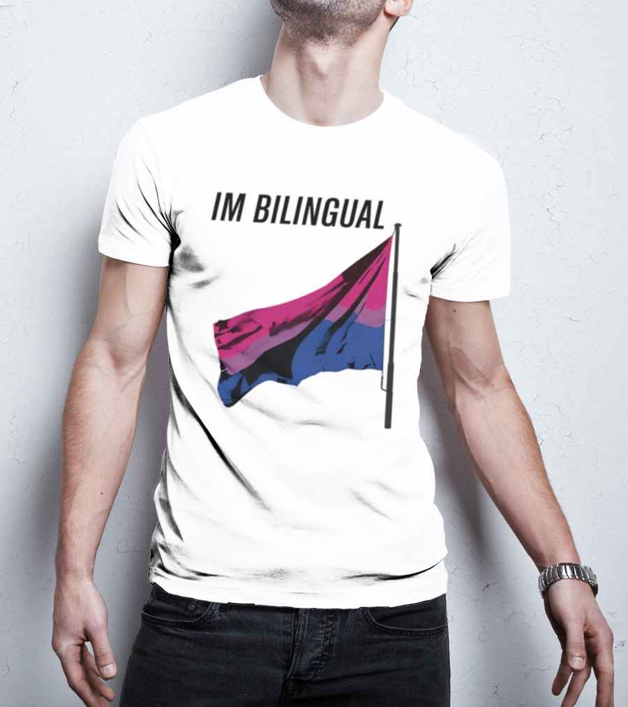 IM Bilingual Flag With Pink Purple And Blue Stripes T-Shirt