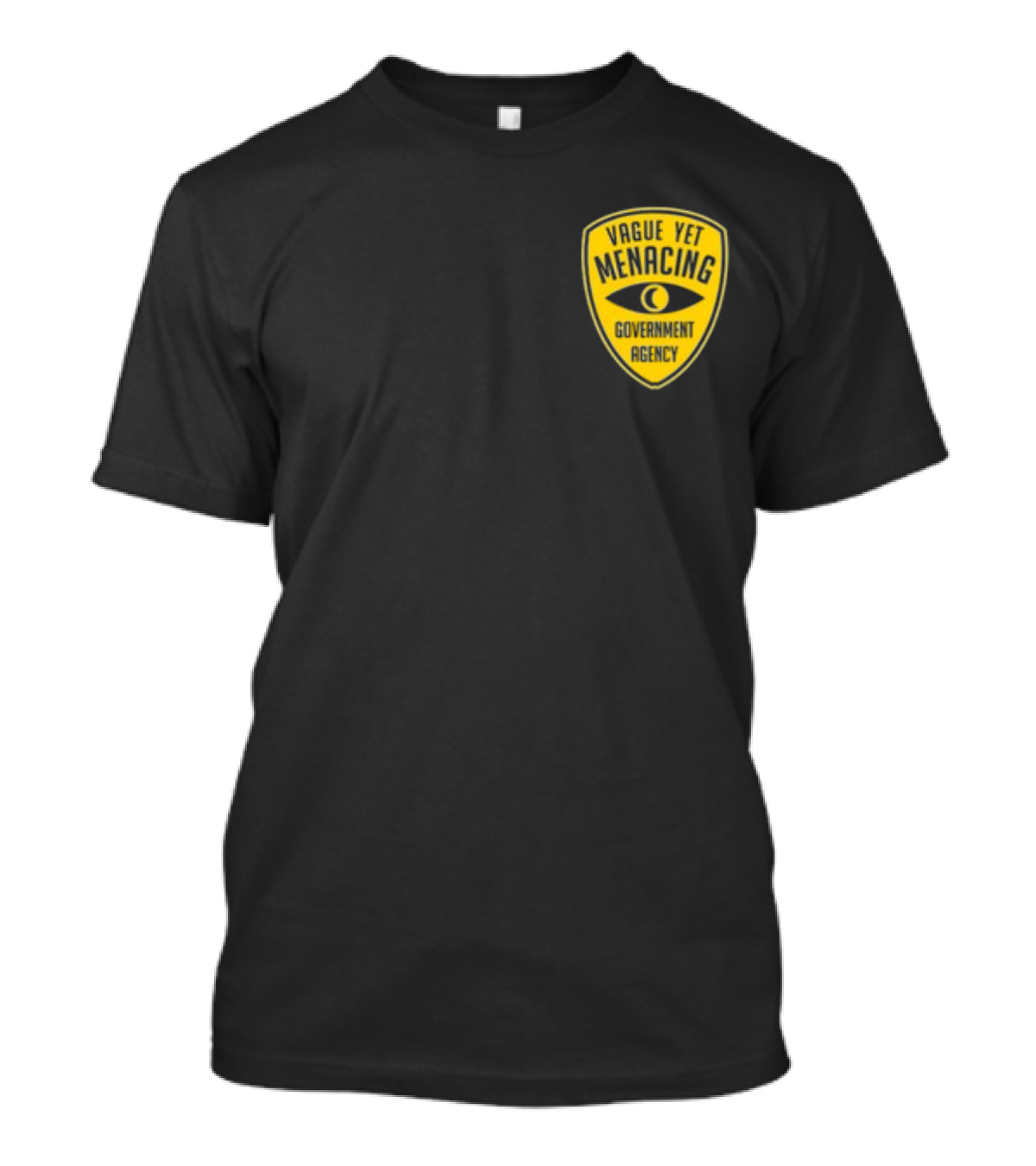 Vague Yet Menacing Government Agency Yellow Badge With Eye T-Shirt
