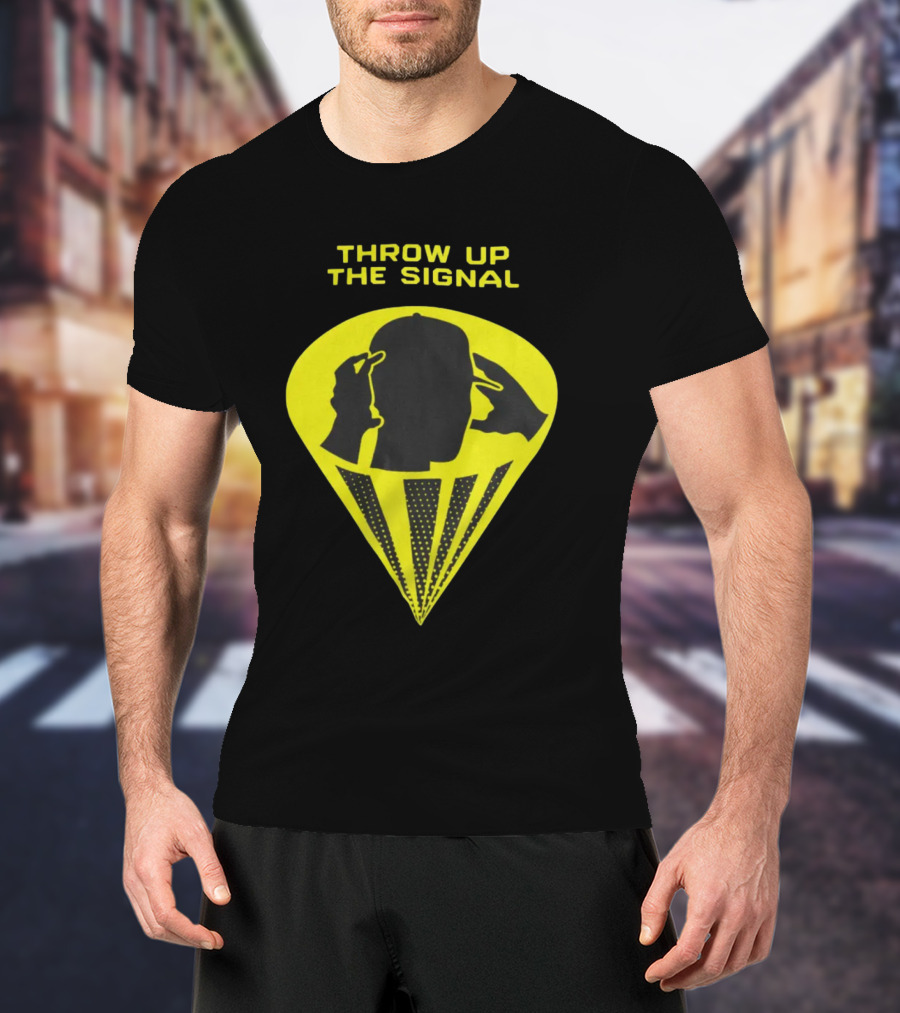 Trainboy100 Throw Up The Signal Iconic Head Silhouette With Light Beams T-Shirt