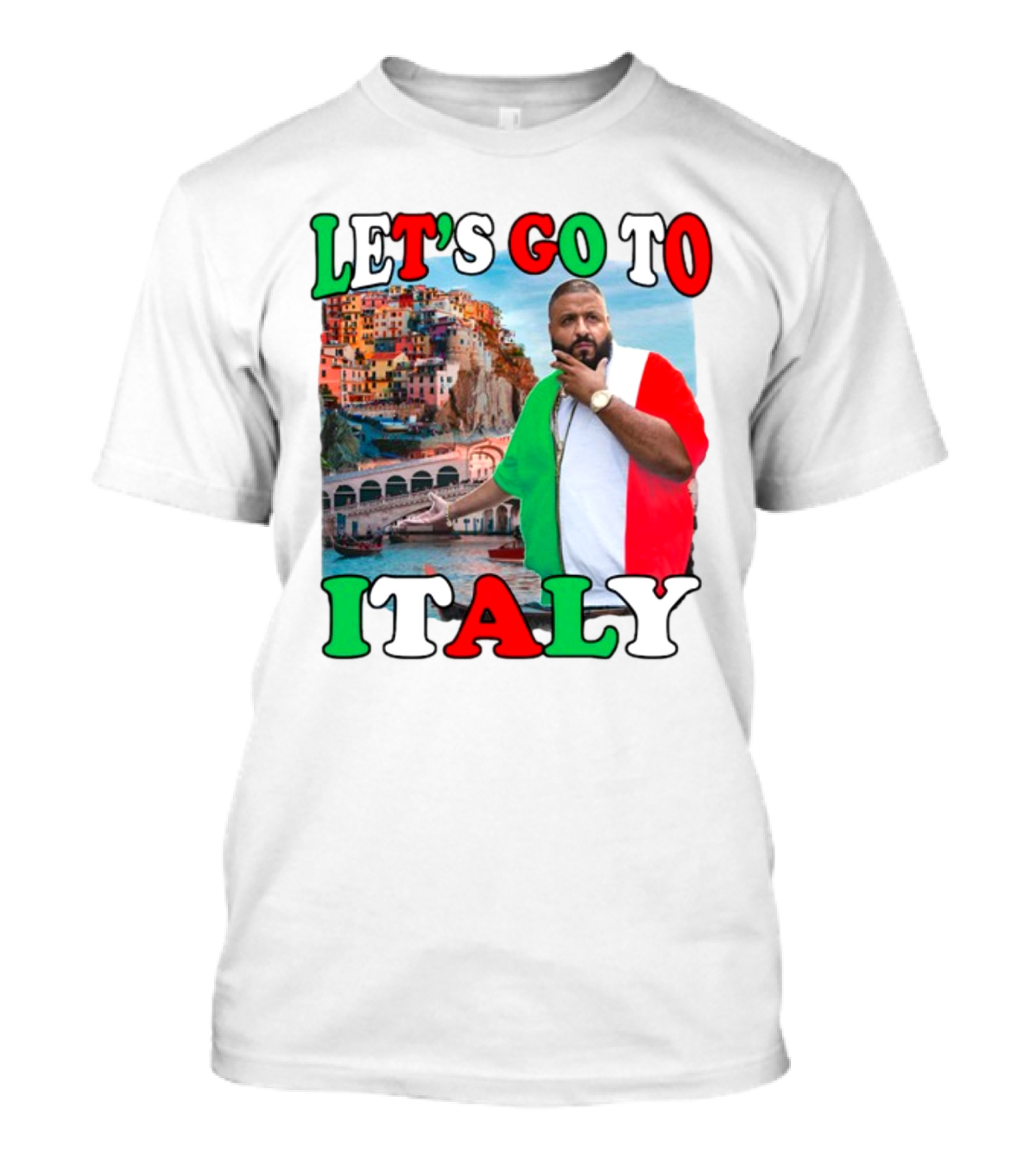 Funnyahhtees Let’s Go To Italy Dj Khaled Colorful Coastal Adventure T-Shirt
