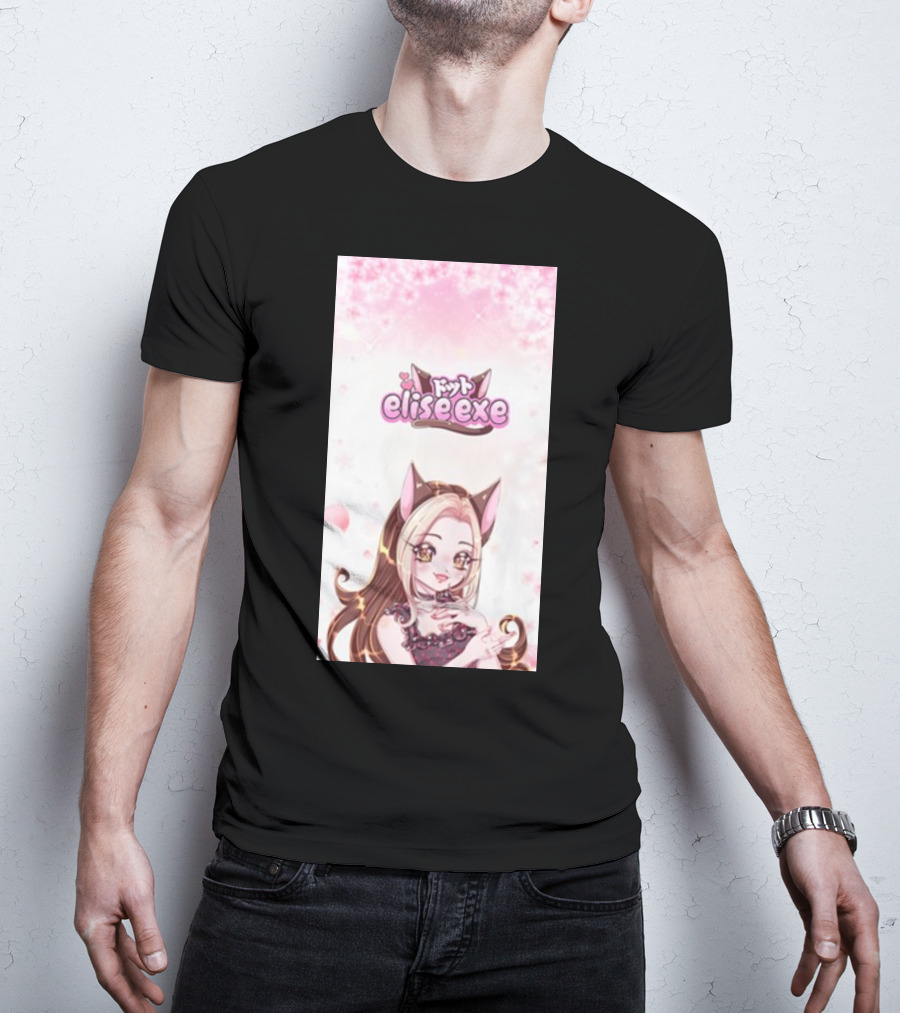 Elisedotexe Elise Exe Manga Character Aesthetic With Cat Ears And Sakura Blossoms T-Shirt