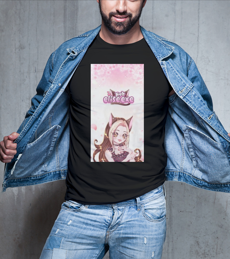Elisedotexe Elise Exe Manga Character Aesthetic With Cat Ears And Sakura Blossoms T-Shirt