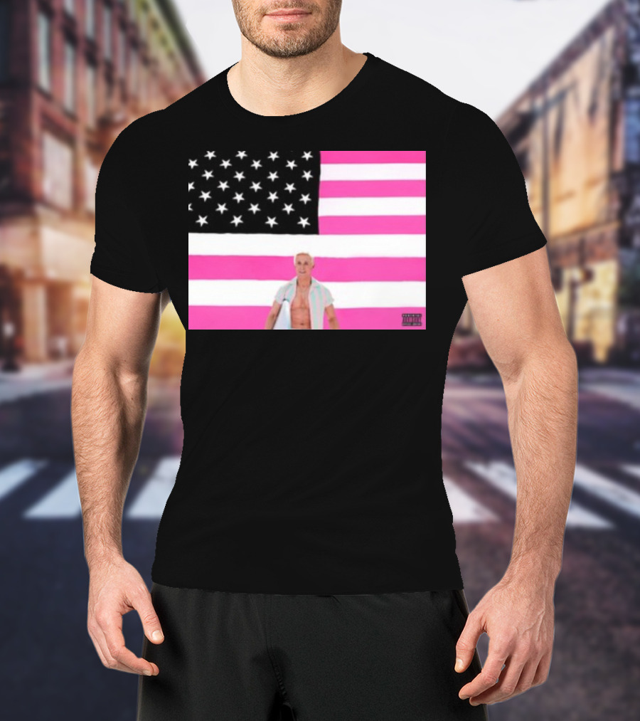 Ryan Gosling Pink Ish Tape American Flag Stars Explicit Content T-Shirt