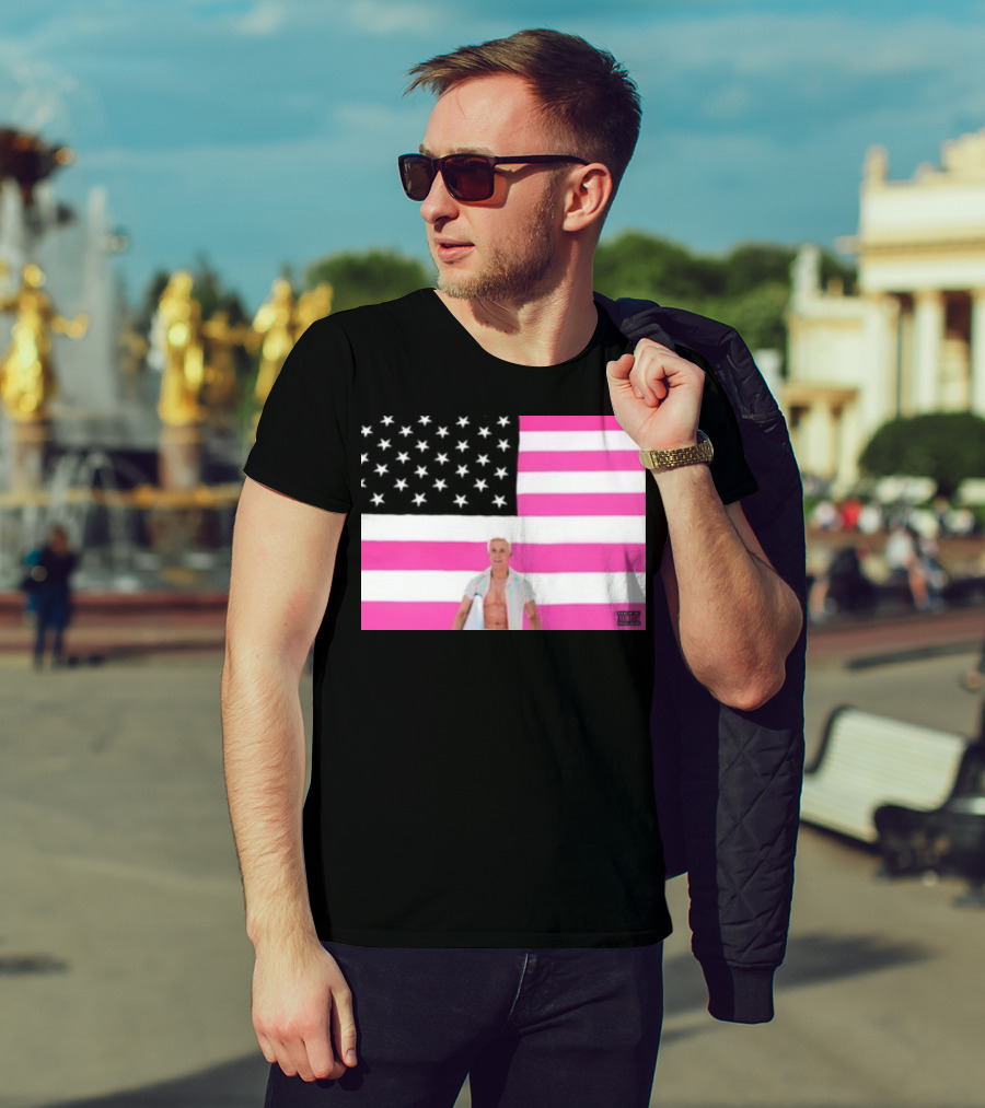 Ryan Gosling Pink Ish Tape American Flag Stars Explicit Content T-Shirt
