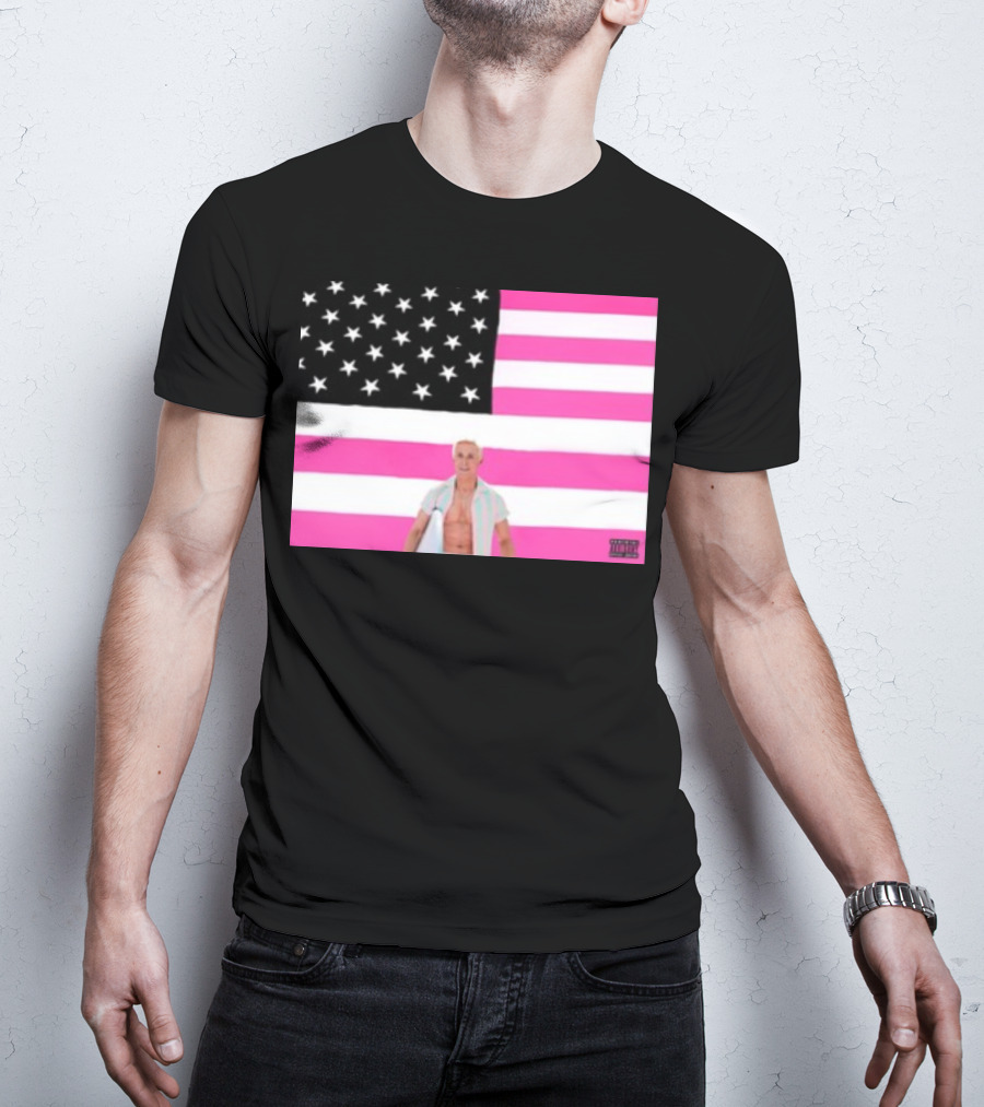 Ryan Gosling Pink Ish Tape American Flag Stars Explicit Content T-Shirt