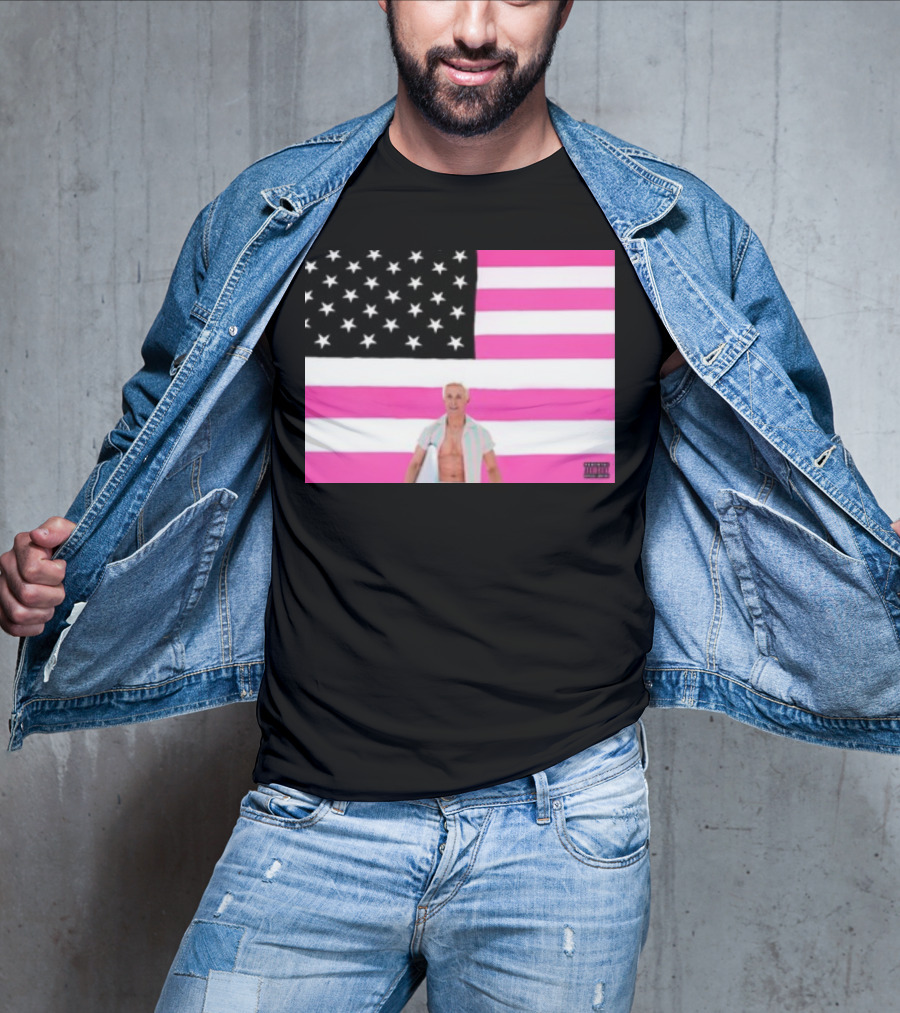 Ryan Gosling Pink Ish Tape American Flag Stars Explicit Content T-Shirt