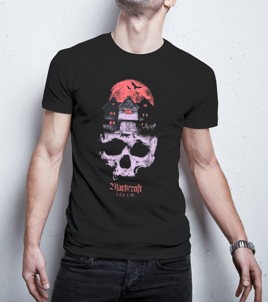 Blackcraft Salem Witch House Skull Moon Ravens T-Shirt