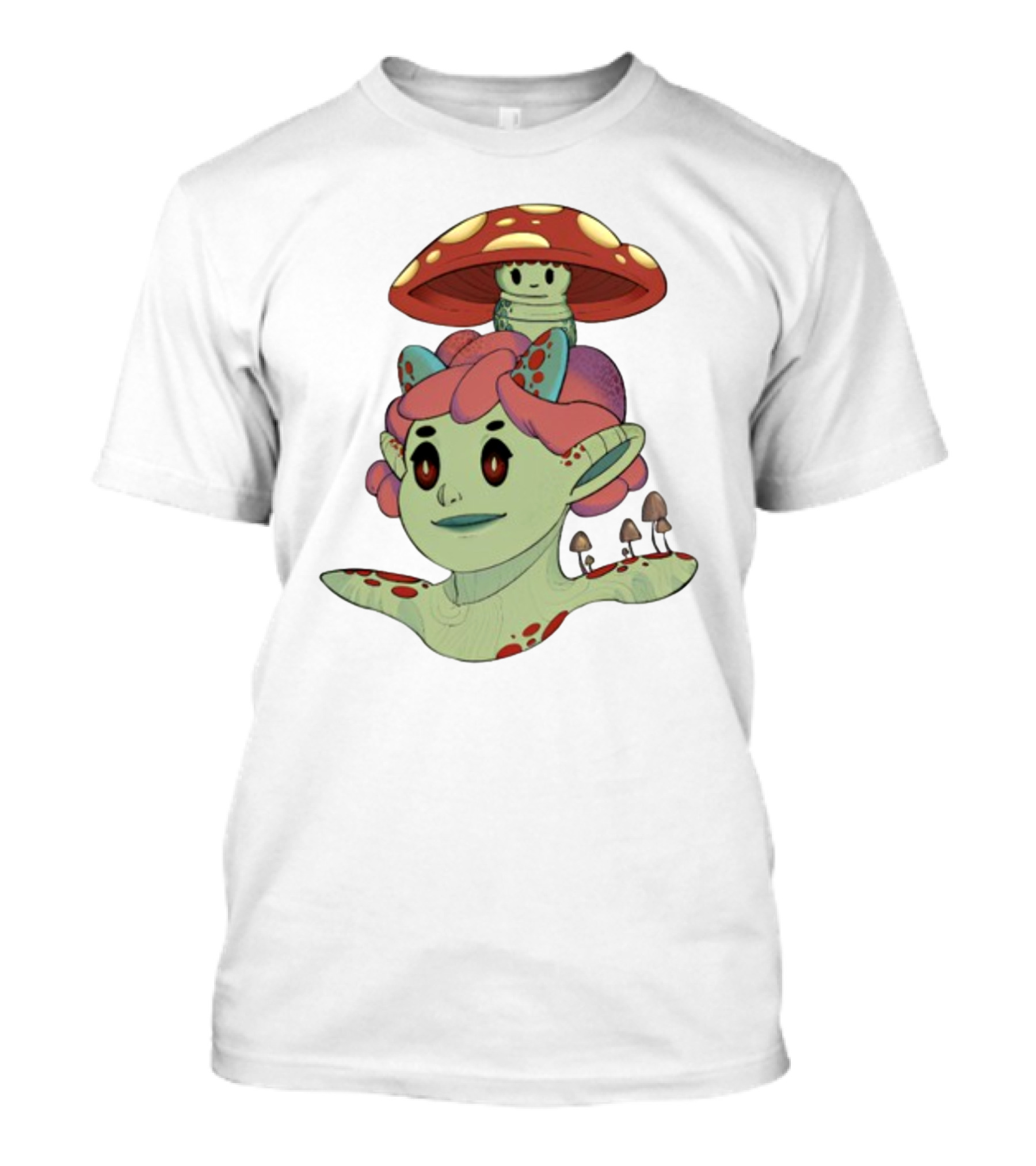 Mushroom Troll Fantasy Character With Toadstool Hat And Colorful Hair T-Shirt