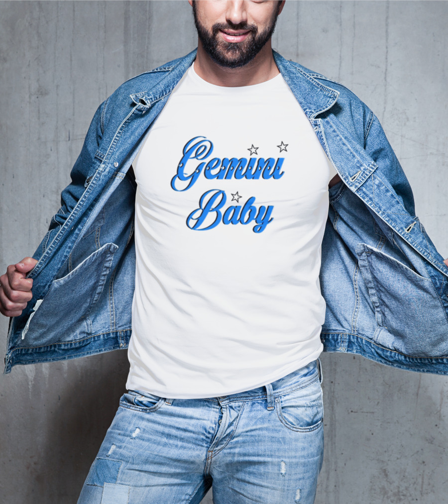 Beabadoobee Gemini Baby Blue Script With Stars T-Shirt