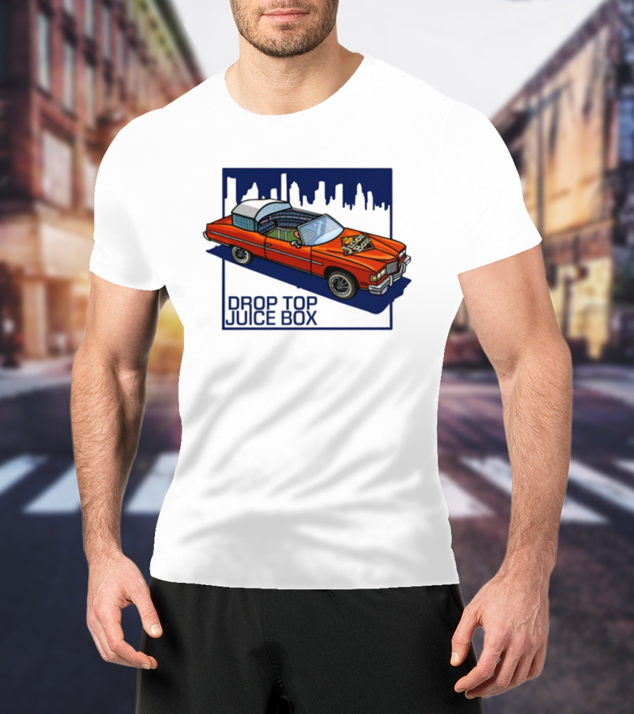 Droptop Juicebox Convertible With City Skyline In Background T-Shirt