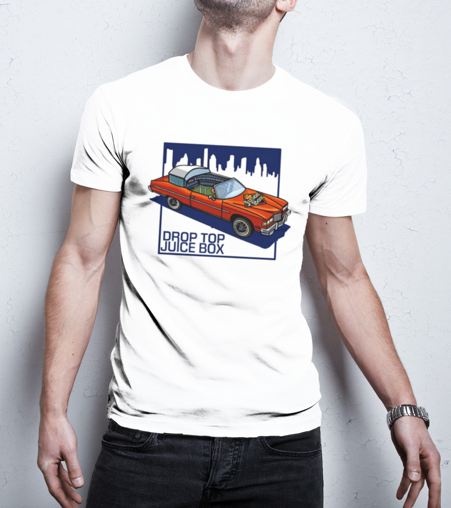 Droptop Juicebox Convertible With City Skyline In Background T-Shirt