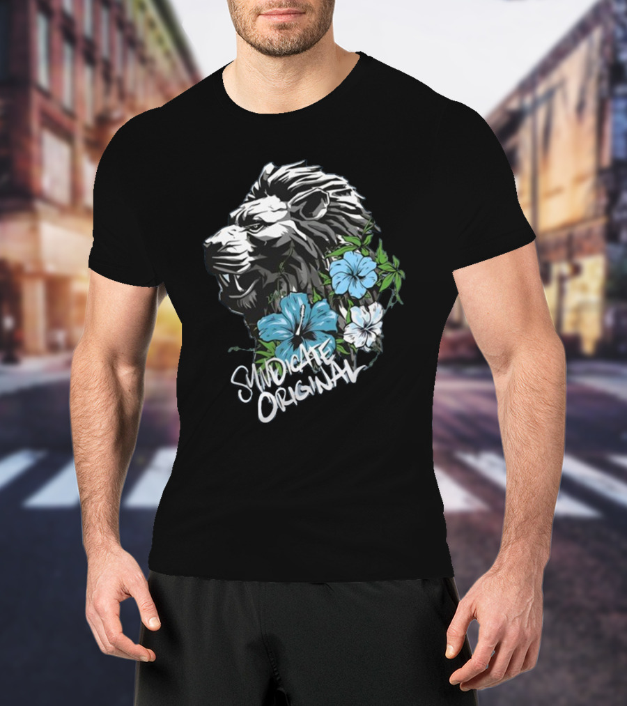 Syndicate Original Lion With Blue Flowers T-Shirt