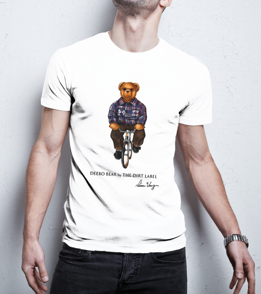 Deebo Bear Biking Plaid Style By The Dirt Label T-Shirt