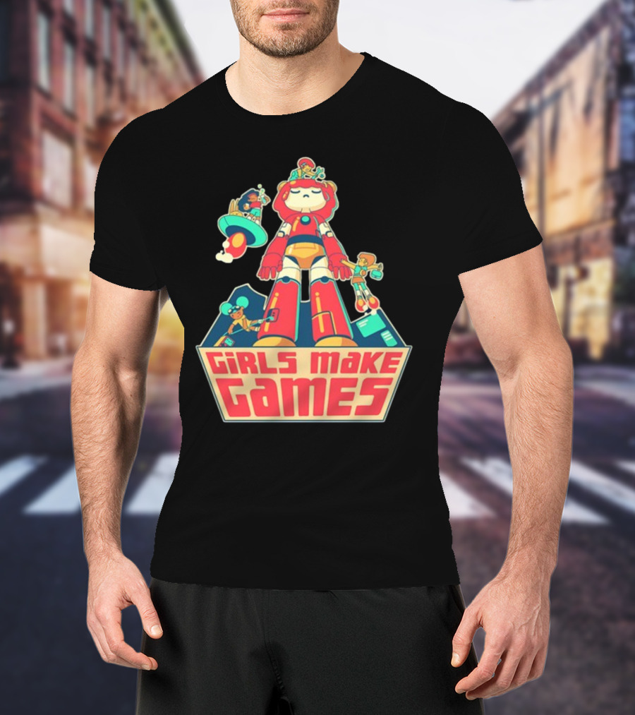 Castpixel Girls Make Games Robot Adventure Scene T-Shirt