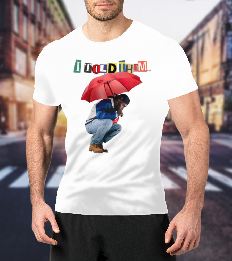 I Told Them Burna Boy Red Umbrella Crouching Pose T-Shirt