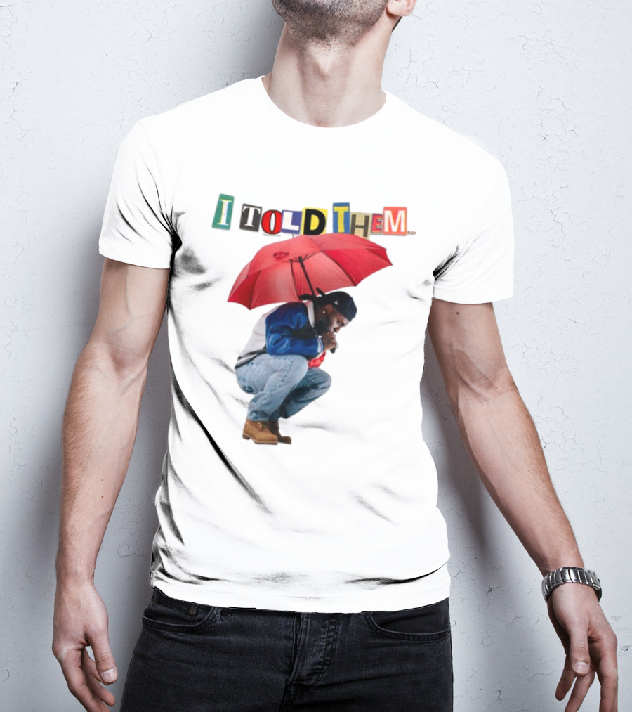 I Told Them Burna Boy Red Umbrella Crouching Pose T-Shirt