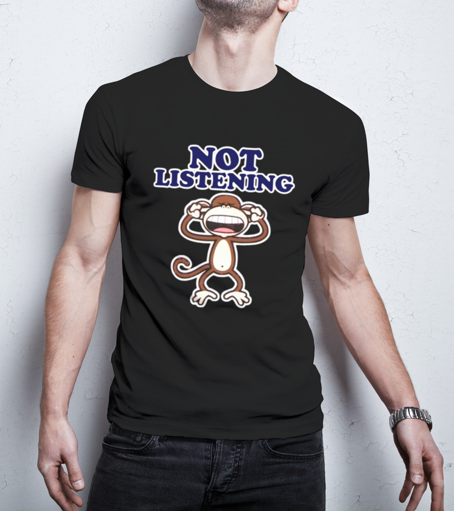Bobbyjack Not Listening Monkey Covering Ears T-Shirt