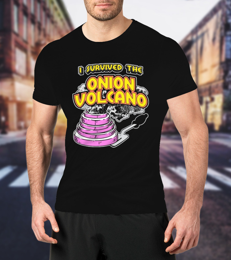 I Survived The Onion Volcano Hibachi Grill Smoke Spatula Scene T-Shirt