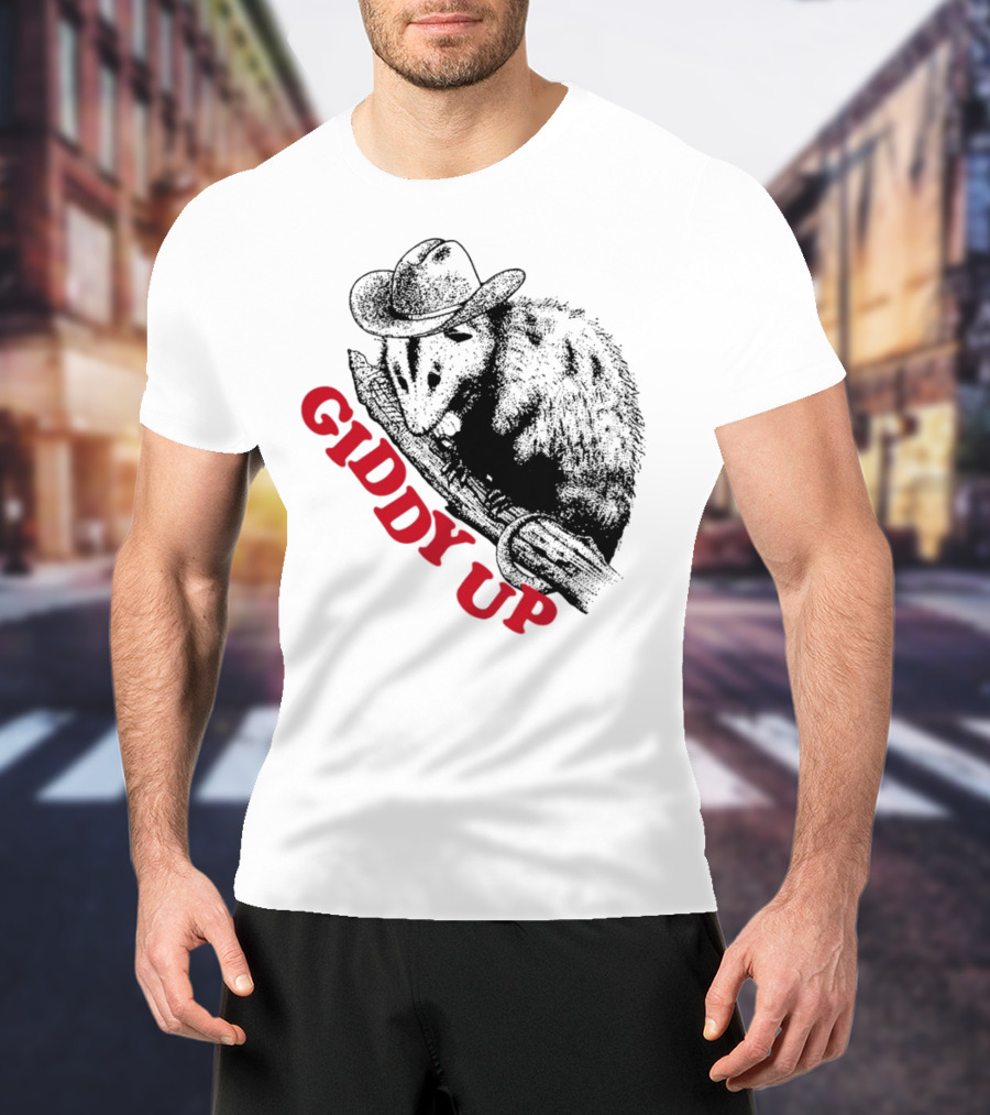 Giddy Up Cowboy Hat Opossum On Branch T-Shirt