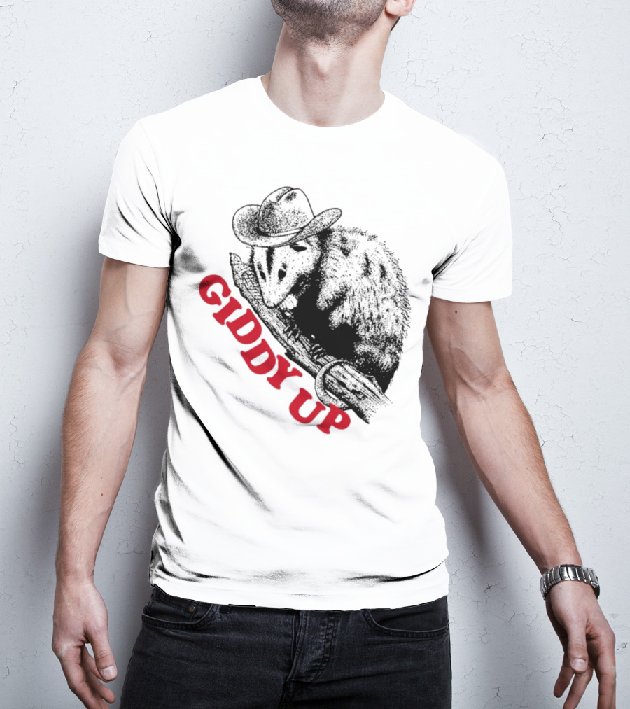 Giddy Up Cowboy Hat Opossum On Branch T-Shirt