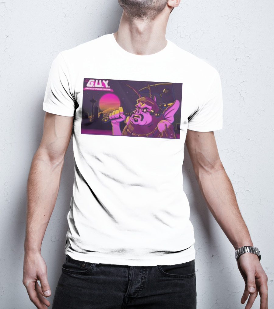 Gundamishere G.U.Y. Generically Upgraded New Retro Sci-Fi Neon T-Shirt