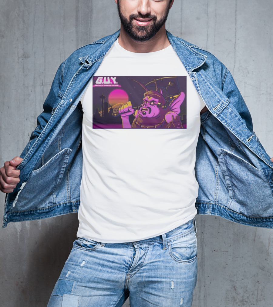 Gundamishere G.U.Y. Generically Upgraded New Retro Sci-Fi Neon T-Shirt