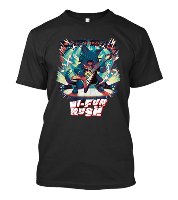 Quakecon Dallas Pets Alive Hi-Fur Rush Cat Rocking Electric Guitar Explosion T-Shirt