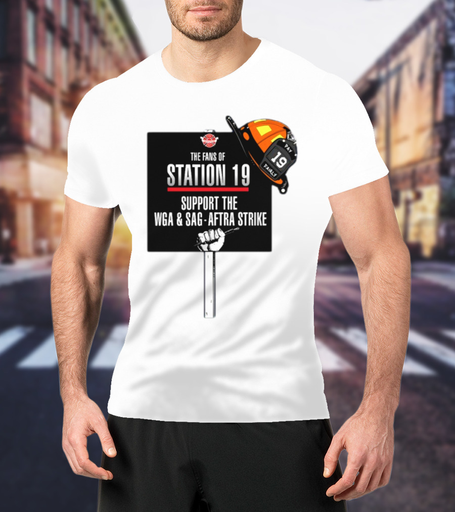 Fans Of Station 19 Support WGA And SAG-AFTRA Strike With Firefighter Helmet T-Shirt