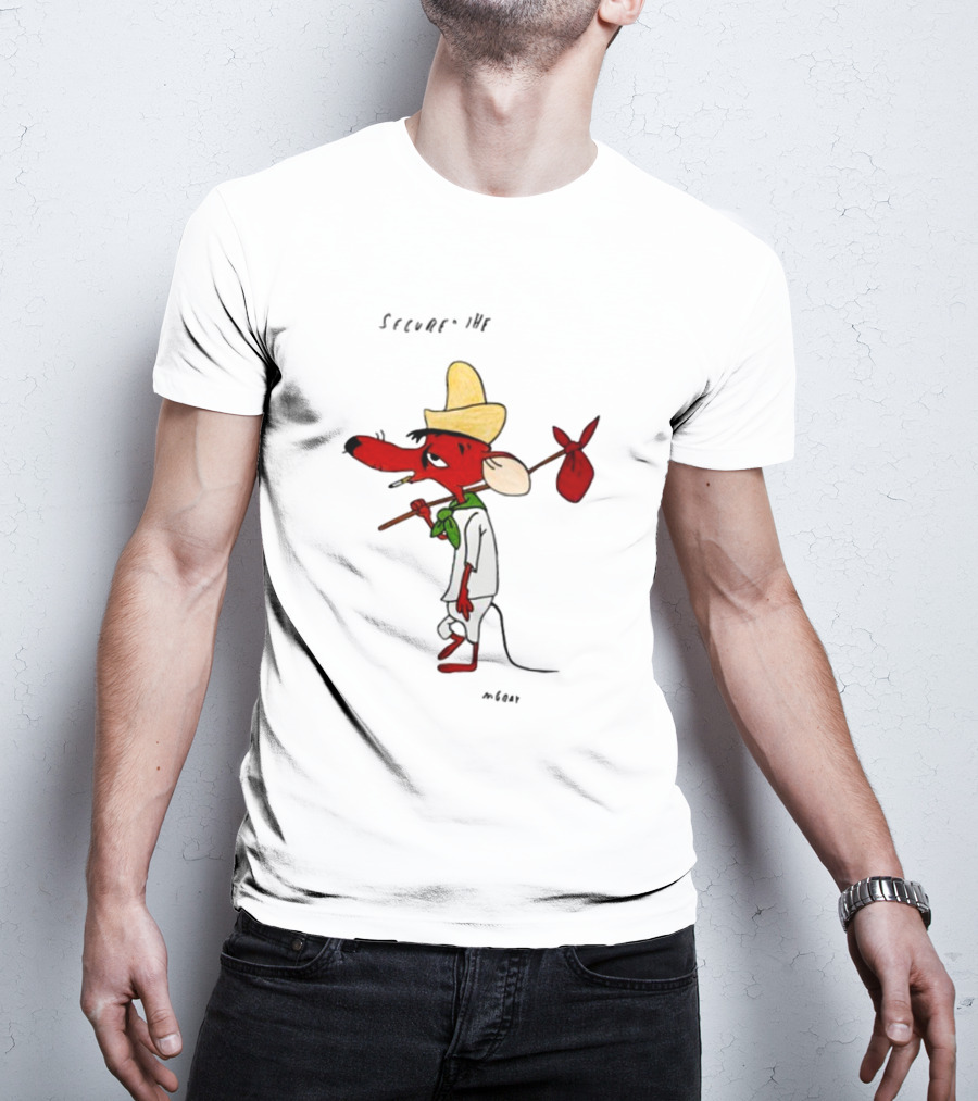 Secured The Bag Mouse Cartoon Character With Sombrero Baguio Street T-Shirt