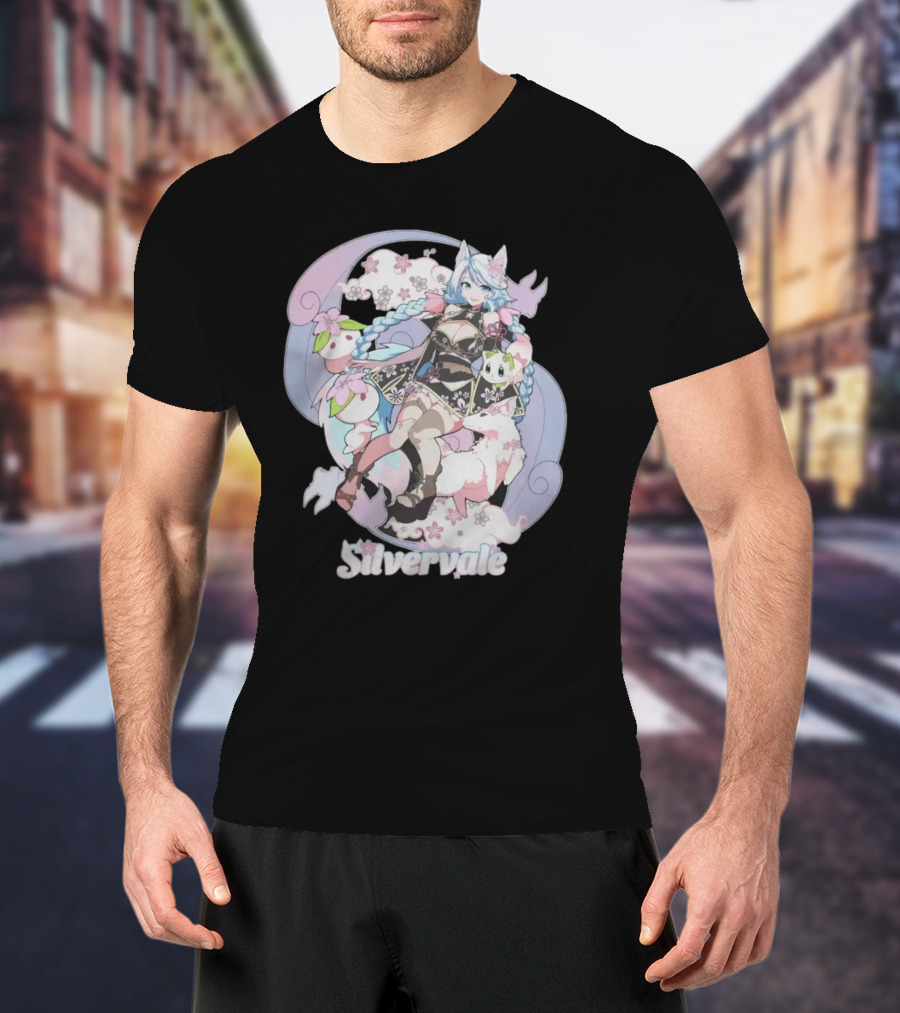 Silvervale Pastel Anime Fantasy Character With Floral Elements T-Shirt
