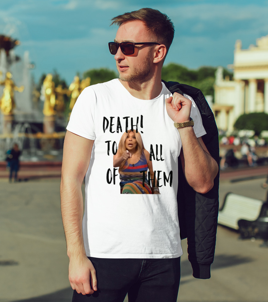 DEATH TO ALL OF THEM Pointing Woman In Colorful Dress T-Shirt