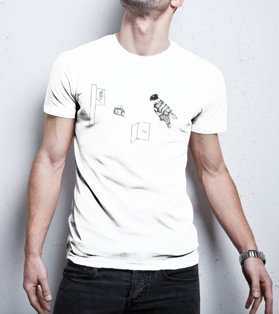 Drew Monson Bird Illustration With Clock And Hanging Figure T-Shirt