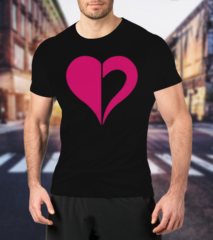 Hero Of Heart Symbol Red Half Heart Shape T-Shirt