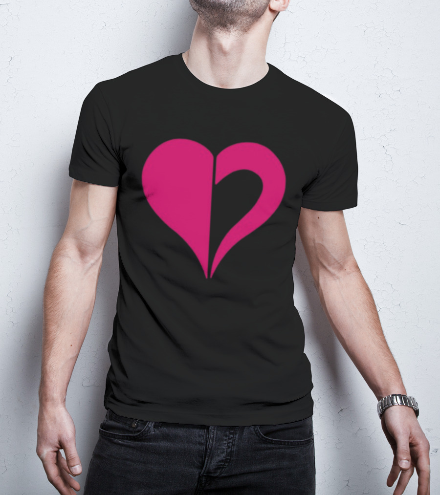 Hero Of Heart Symbol Red Half Heart Shape T-Shirt