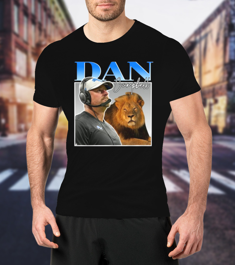 Dan Campbell Detroit Lions Coach With Lion Vintage T-Shirt