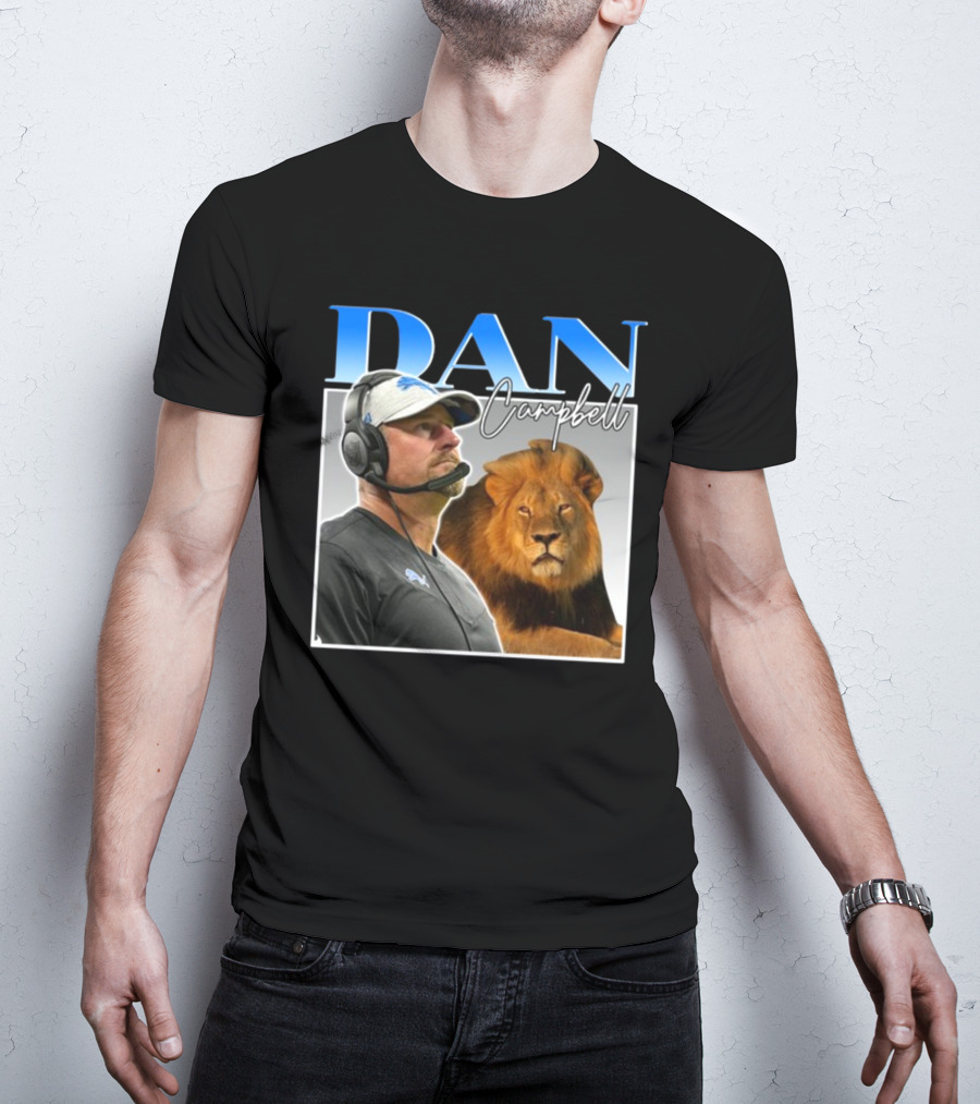 Dan Campbell Detroit Lions Coach With Lion Vintage T-Shirt