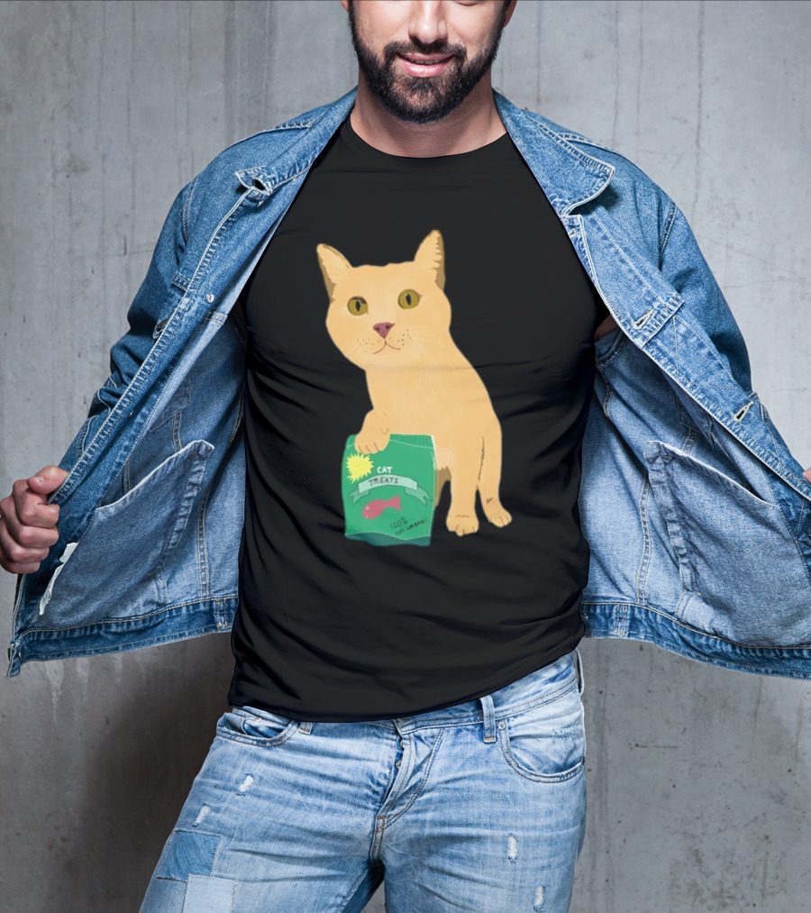 KatRose Cat Treats 100% Fish Formula Cat Holding Green Package T-Shirt