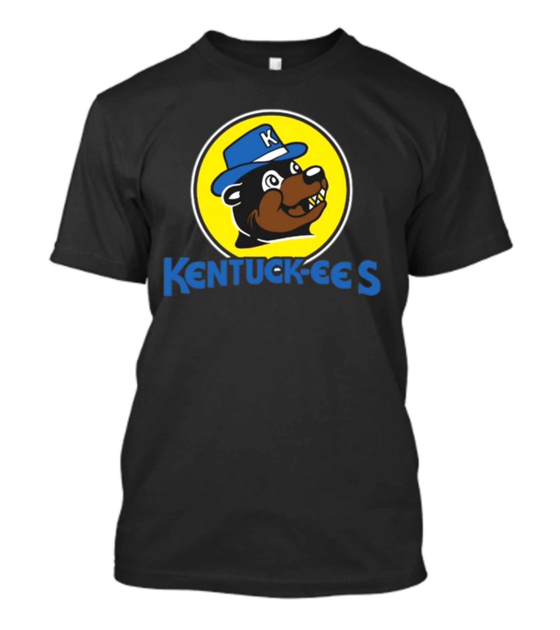 Kentuckee's Bear With Blue K Hat In Yellow Circle T-Shirt