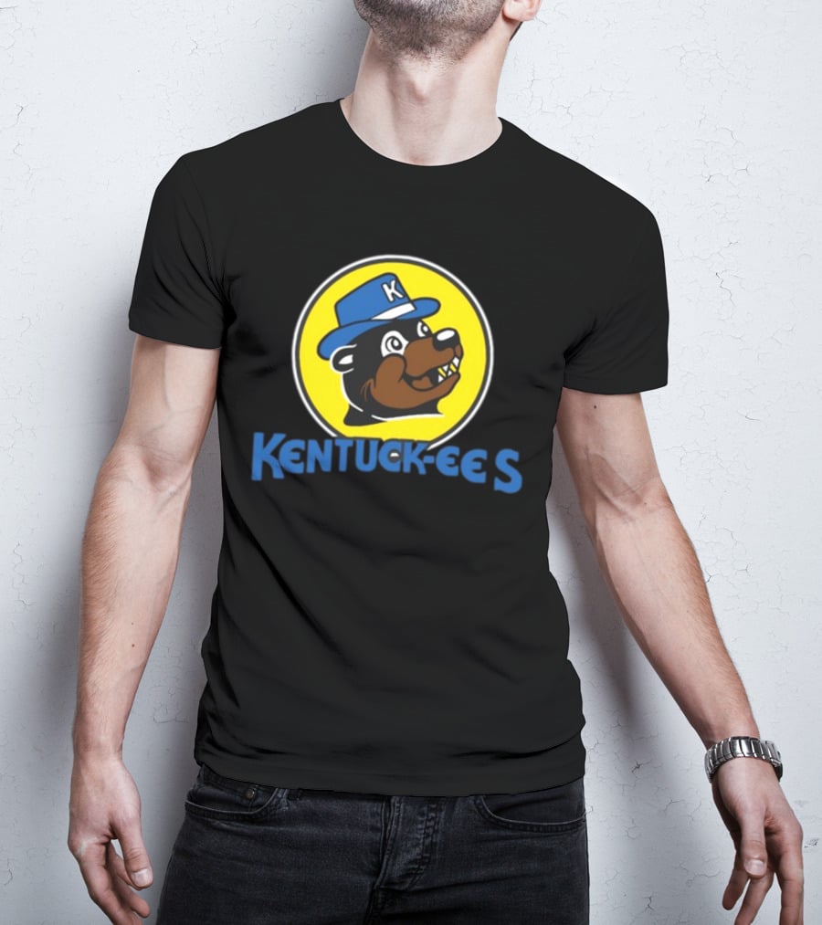 Kentuckee's Bear With Blue K Hat In Yellow Circle T-Shirt